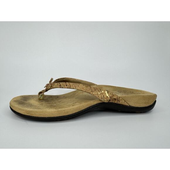 Women's Vionic Bella Orthotic Flip Flops 8 Cork Bow Preppy Resort Outdoor - Picture 3 of 11